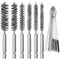 6 Pieces Stainless Steel Bore Brush Set with 15 Pcs Cleaning Needles, Twisted Wire Brush with Handle for Tubes