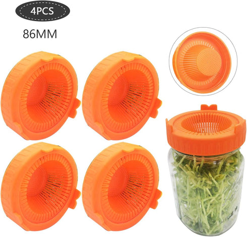 4Pcs GLOGLOW Nan Sprouting Lids, Plastic, Easy Drainage, Fits Jars, Ideal for Growing Broccoli Alfalfa Mung Lentil