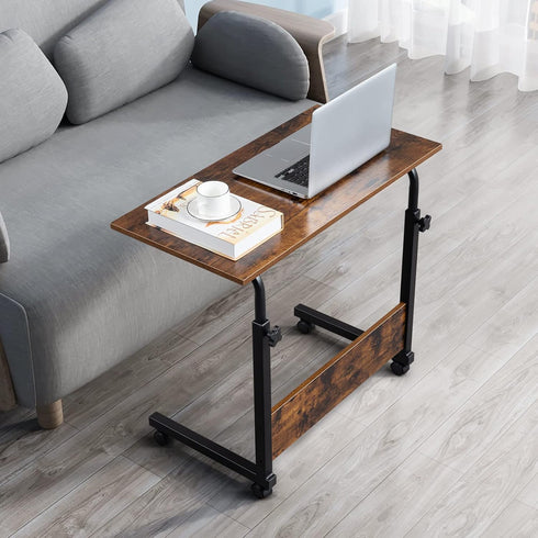 Volowoo Table,31.49 inch Side Mobile Computer Desk with Wheels Height Adjustable Rolling Potable Laptop Cart, C-Shaped