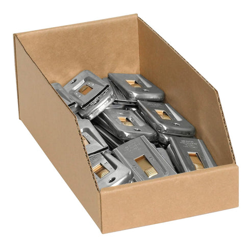 Aviditi Pack of 50 Corrugated Cardboard Storage Bins, 6"x 12"x 4 1/2", Kraft for Home, Garage, and Warehouse