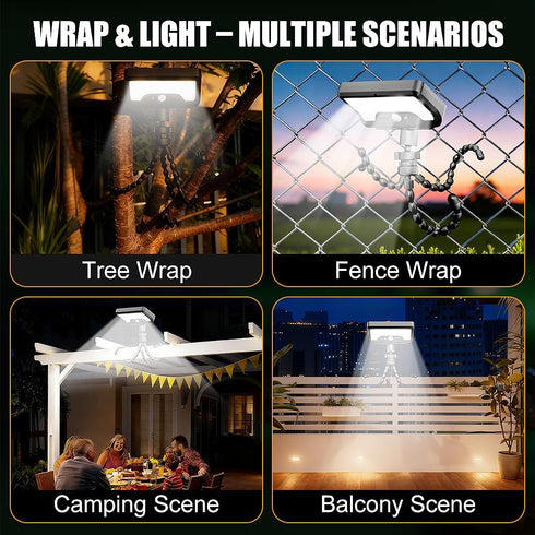 360 Solar Lights,Outdoor Solar Motion-Activated Light with Flexible Octopus Tripod Can be Wrapped Around Tree
