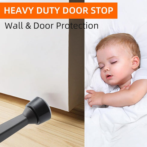 HOME MASTER HARDWARE Heavy Duty Solid Rigid Door Stop, Matte Black Door Stoppers, 8 Pack with Rubber Tip