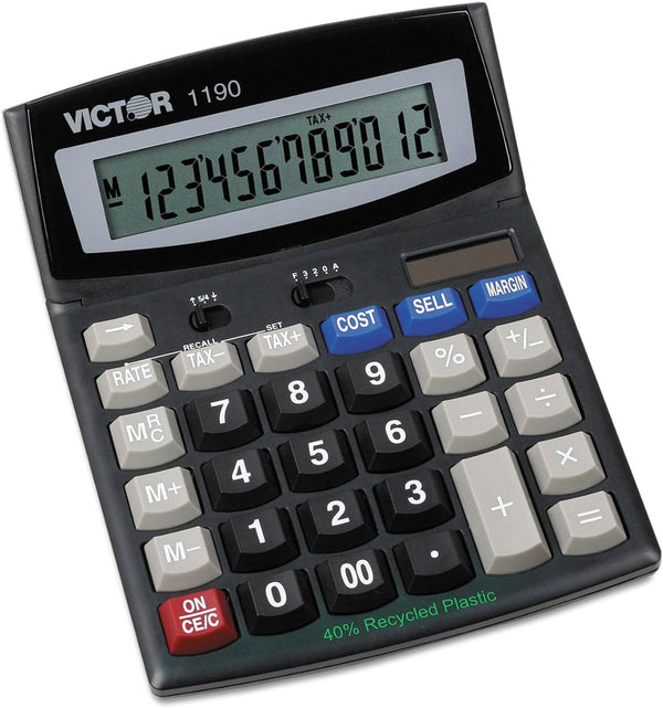 Victor 1190 Desktop Display Calculator, Black, 1" x 5.9" x 7.8" Size