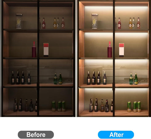 6 20 Inch Dimmable Closet, 6000K JUSJUBR LED Lights for Shelves, PCS Flexible COB LED Strip Lights for Cabinet, Display