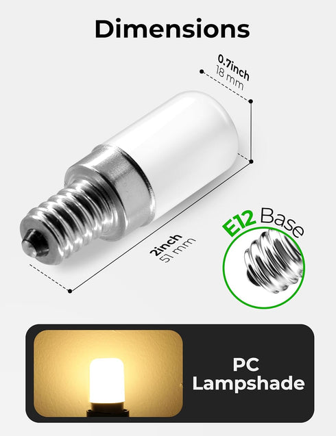 2W E12 LED Night Light Bulb, Mini Type B C7 Light Bulb Equivalent 25W, Warm White 3000K, 120V E12 Edison Screw LED Bulb for Chandeliers, Salt Lamp, Non-Dimmable, 6-Pack by UNILAMP