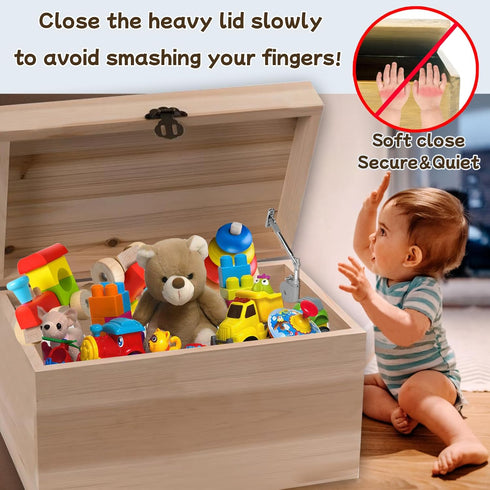 1 Pack | Soft Close Hinges for Toy Boxes, Wooden Chests, Cedar Storage, Trunks & Benches | Tension Adjustable Slow Down