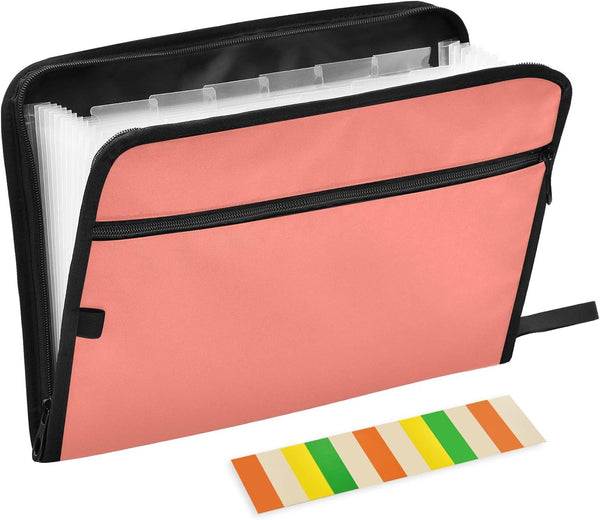 Salmon Expanding Organizer File Folder,13 Pocket Expanding File Folder Accordion Folder with