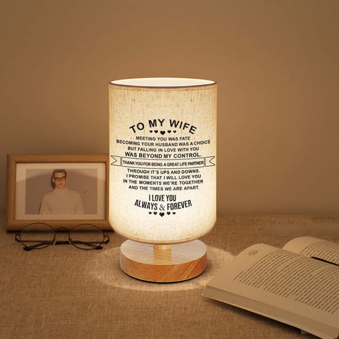 Dimmable To My Mom Mother Day Birthday Gifts - Engraved Table Lamp, Bedside Nightstand Lamp, Fabric Desk Lamp Shade