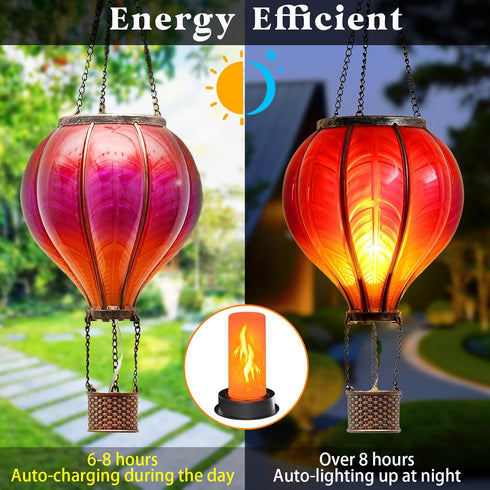 2 Pack 2.87 3.35 Inch Solar Light Replacement Top with Flickering Flame, Waterproof Solar Light Parts for Hot Air