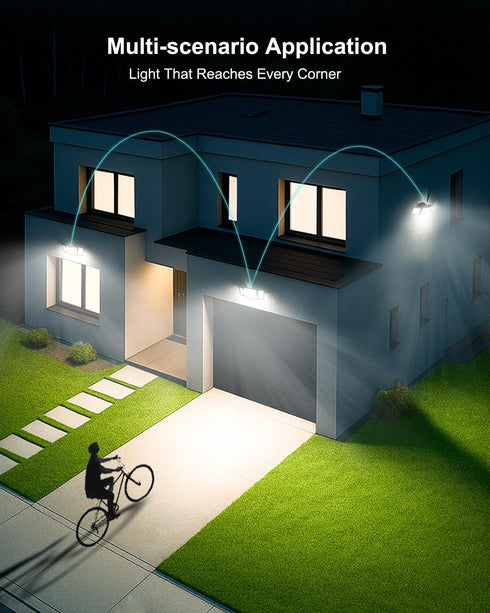 RUNBARRY 188 4200LM 6500K 3 IP65 120V 1 Pack Motion Sensor Outdoor Light, LED Flood Lights Outdoor, Daylight, Modes