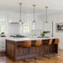 TALOYA Pendant Light with Blue Tulip Glass Lampshade, Brass Vintage Pendant Light Adjustable Hanging Light for Kitchen
