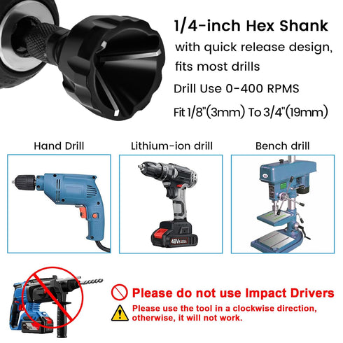 Hakkin 2Pack Hex Shank Deburring External Chamfer Tool with Carbide Blade for Repairing Damaged Bolts and Screws