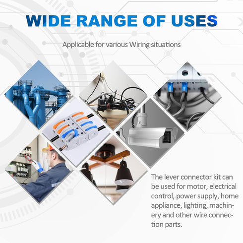 HTCELLE 200-Piece Inline Wire Connectors Kit for Quick Connect, Push in Compact Splicing Electrical Connectors