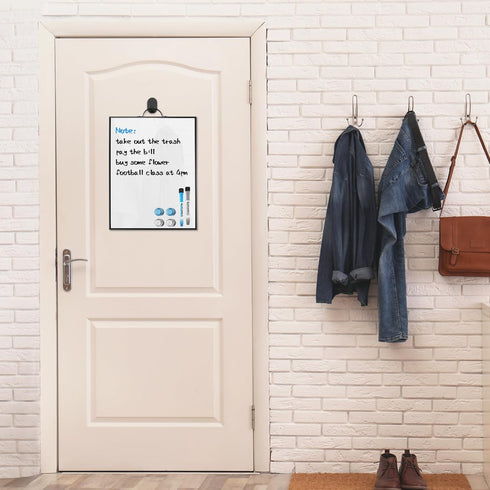 Small Dry Erase Whiteboard for Wall, 16" x 12" Portable Aluminum Frame Magnetic Surface with Handle, 2 Markers for Home