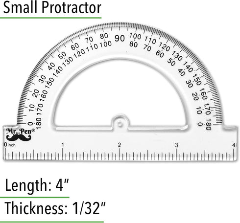 Mr. Pen Small Protractor, 4 Inch, Pack of 3, Protractor Ruler for Drafting Tools, Math Geometry, School Supplies
