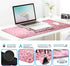 iCasso Large Pink Mouse Pad, 4in1 XXL Desk Mat with Wrist Rest and Coaster Set for Home Office