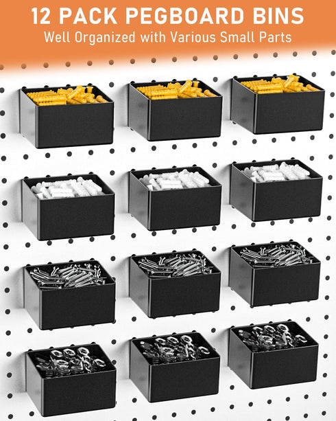 INCLY 170PCS 1/4 Inch Pegboard Hooks Kit, Heavy Duty Organizer Accessories with Pegboard Bins & Peg Lock