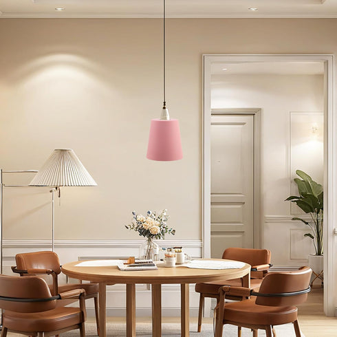 2PCS E27 Bulb 5.04" MY MIRONEY Pink Barrel Metal Lampshade Hardware Industrial Pendant Light Shade Vintage Chandelier