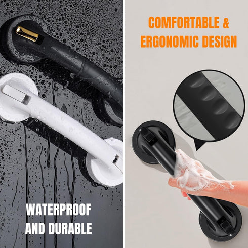 EHERDM 2Pcs Suction Cup Door Handles Grab Bars for Shower Waterproof Bathroom Sliding Doors Handle Drill Free Pulls