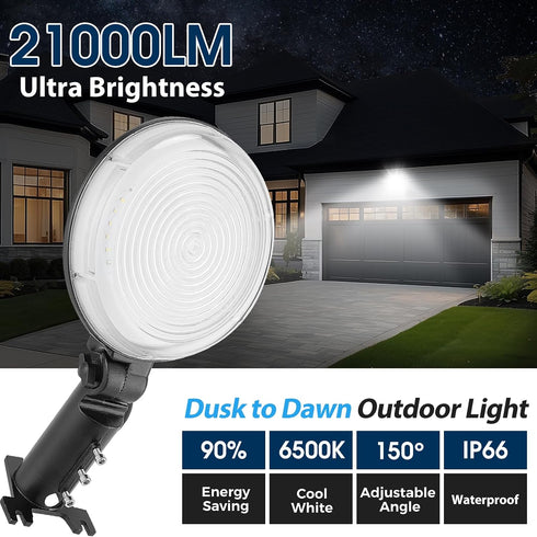 150W 21000LM 6500K IP66 LED Barn Light Dusk to Dawn Outdoor Lighting, Daylight Yard Lights, Waterproof Street Lights