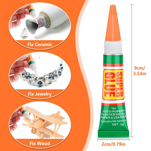 36 x 3g Clear Super Strong Glue for All Purpose, Instant Quick Dry Cyanoacrylate Adhesive Gel Tubes for DIY Crafts