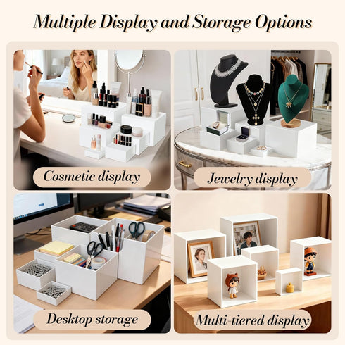 6 (8",7",6",5",4",3") Pcs Buffet Risers with Mini Sign and Maker, Food Risers Display Stands for Buffet Table Party