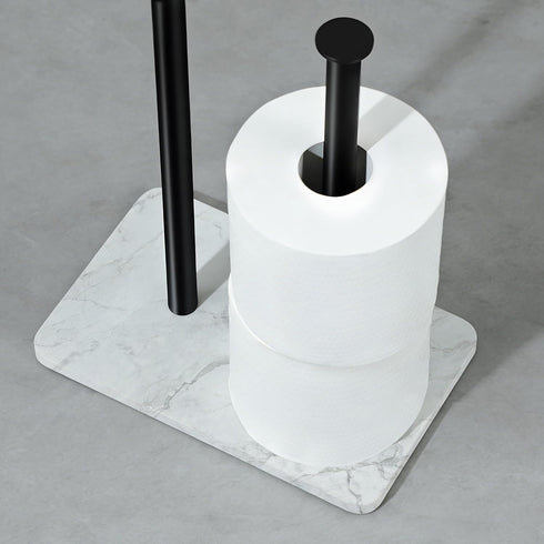 Toilet Paper Holder with Phone Stand - Extra Heavy Duty Marble Base Toilet Paper Holder Free Standing Built in Wet Wipe