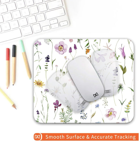 Square Mouse Pad, Beautiful Flowers Plants, Personalized Premium-Textured Custom Mouse Mat, Non-Slip Rubber Base