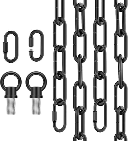 garini 20 Feet Industrial Black Light Fixture Chain, Adjustable Extension Chain with