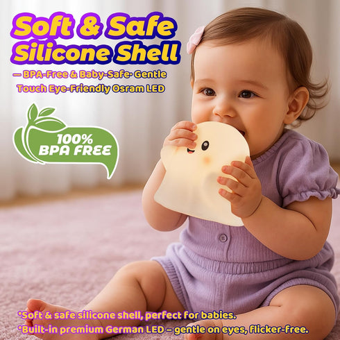 nextanG Dimmable RGB Ghost Night Light Color-Changing Tap Control Fun Toy for Kids, Soft Squishy Silicone Lamp