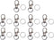 JL Missouri Parts & Misc. 10 Snap Hooks Lanyard Keychain Clips 1 1/4" with 1/2" Split Rings,