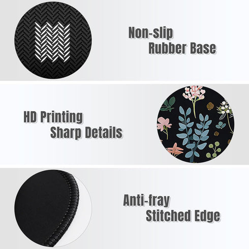 Auhoahsil 8.7 8.7 3mm, Round Mouse Pad, Cute Small Computer Mouse Mat, Personalized Pattern, Stitched Edge, Non-Slip