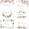 Oaken Leaford 24 Pack Pre-Folded Floral Thank You Cards with Envelopes & Stickers, 6
