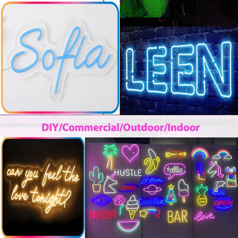 Maxlaxer 16.4ft 12V Pink Neon LED Strip Lights, Waterproof Flexible Light for Indoor/Outdoor Decoration (Includes Power