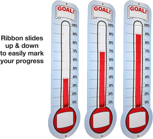 Global Printed Products Fundraising Thermometer Chart Goal Tracker, Dry Erase Wall Mounted Thermometer, Giant Sales