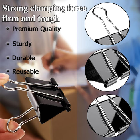 Extra Large Binder Clips - 2.4 Inch (60 Pack) Big Paper Clips for Office and Home Supplies, Black