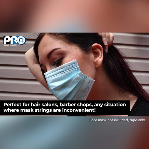 Pro 1502 Self-adhering Face Mask Tape 1/2in (12mm) x 20ft Clear Double Coated Medical, Skin Friendly Adhesive