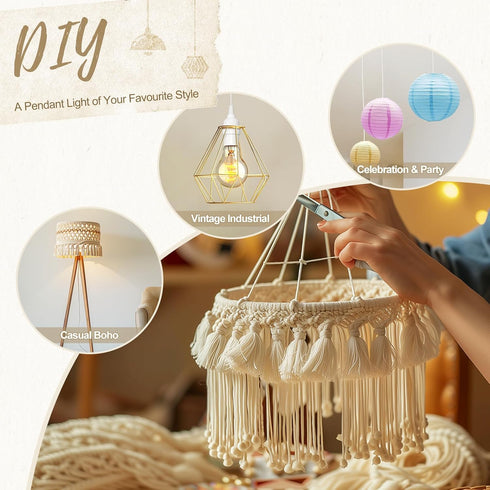 E26 20 (6M), 2-Pack DiCUNO Hanging Lantern Extension Cord Cable, Pendant Light Socket On Off Inline Cord Switch Control