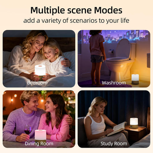 QDPKPI 3 Dimming Nursery Night Light with Clock for Kids, Touch Lamp Bedside Desk Lamp, Portable Breastfeeding Night