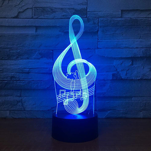 Warm Light 3D 7 Music Note Night Light, Colors Changing Optical Illusion Touch Table Desk Lamp, Perfect Gifts for Kids