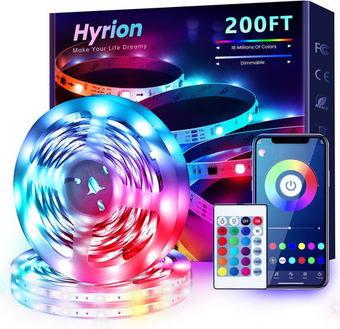 hyrion LED Strip Lights 200ft, Music Sync LED Lights Strip for Bedroom,