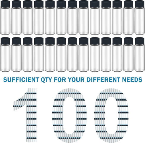 100pcs 0.5 Oz/15ml Clear Glass Vials, Sample Vials with Screw Cap and PE Liners Stopper, Leak-Proof for Storage Liquid