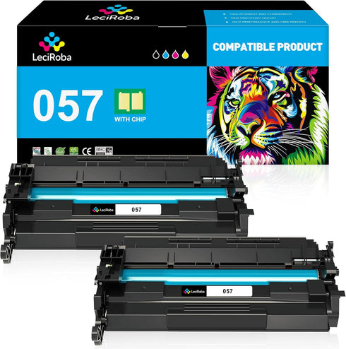 LeciRoba Compatible Toner Cartridge Replacement for Canon 057 for ImageCLASS MF445dw MF448dw (Black, 2-Pack)