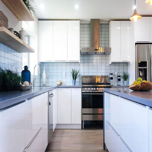 TANONE White Wallpaper, 17.7" X 118", Peel and Stick Countertop Glossy Self Adhesive Vinyl Film for Kitchen