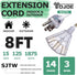 YOJOE 8 ft White Outdoor Extension Cord, 14/3 SJTW 3 Outlet Waterproof for Christmas Lights