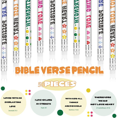Sinmoe 100 Pcs Bible Verse Pencils, Colorful Religious Christian Motivational Gifts for Kids