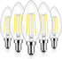 Brightever E12 Candelabra LED Light Bulbs 60 Watt Equivalent, 620 Lumen 6W Clear LED Filament Candle Bulbs, Daylight
