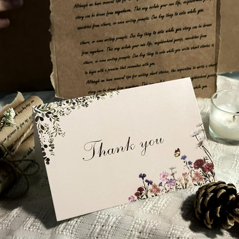 Poatel 50 Pack 4x6 Inch Thank You Cards with Envelopes, Vintage Flower Blank Notes, Elegant Floral Design, Thank You