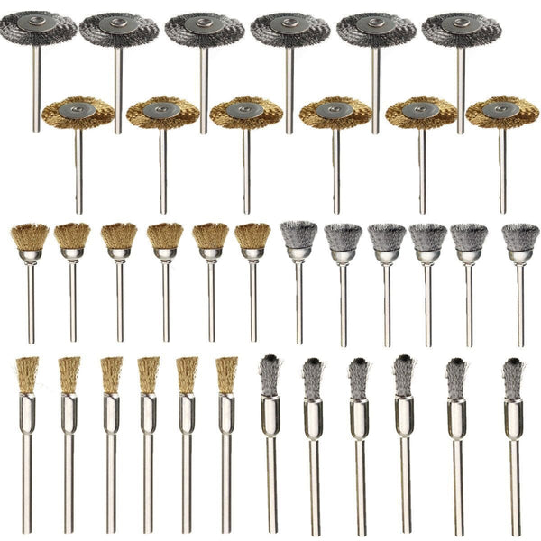Rocaris 36Pcs Brass Steel Wire Brush Polishing Wheels, Full Kit for Rotary Tools