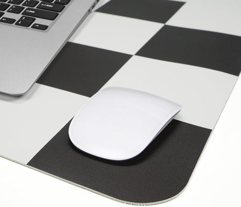 Non-Slip Desk Pad, Checkered Waterproof PU Leather Desk Protector, Large Blotter for Work/Home/Decor (31.5"x12", White)